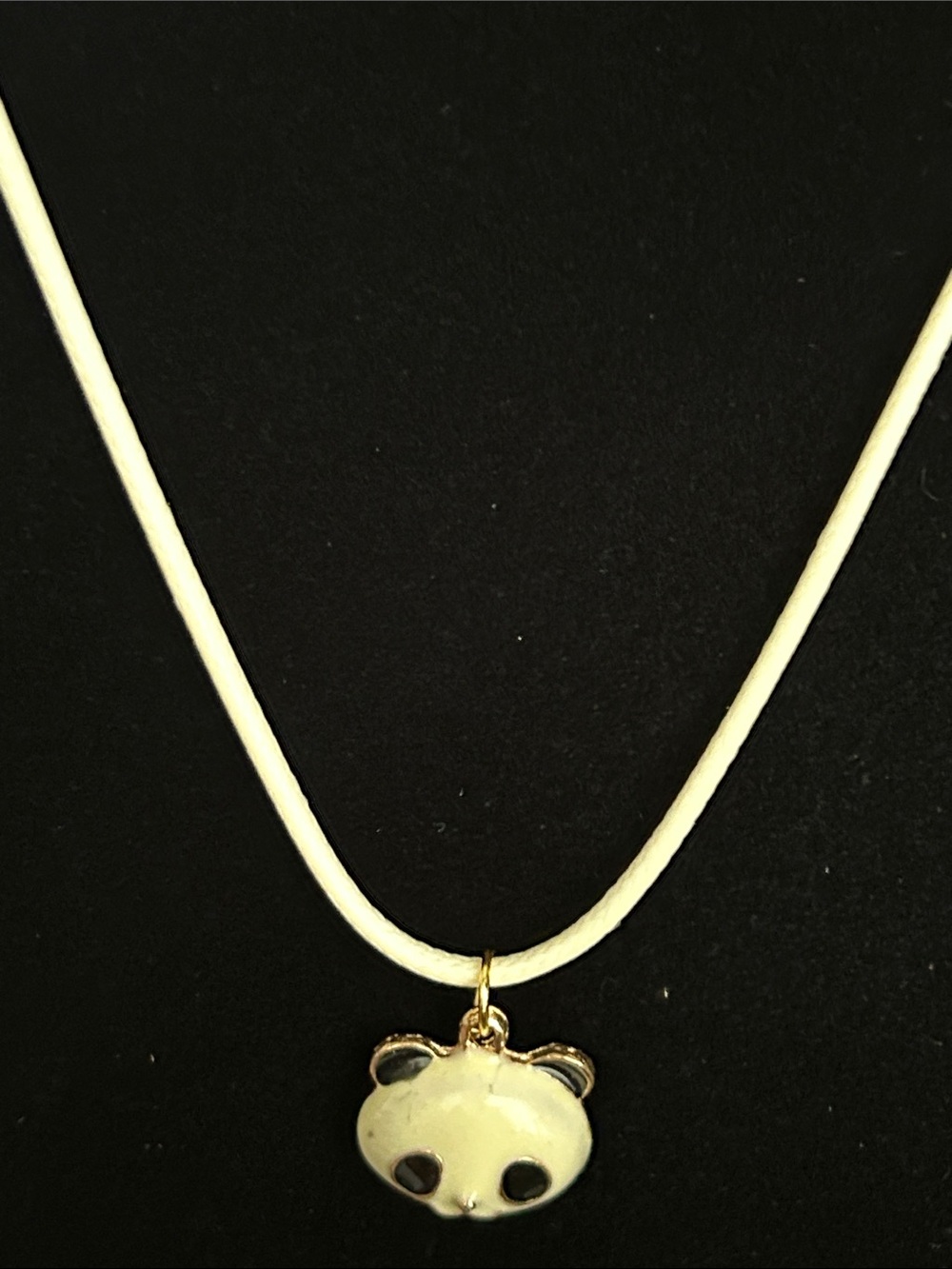 Gold Panda Pendant Necklace in Cream and Black - Women's Jewelry - Picture 3 of 4